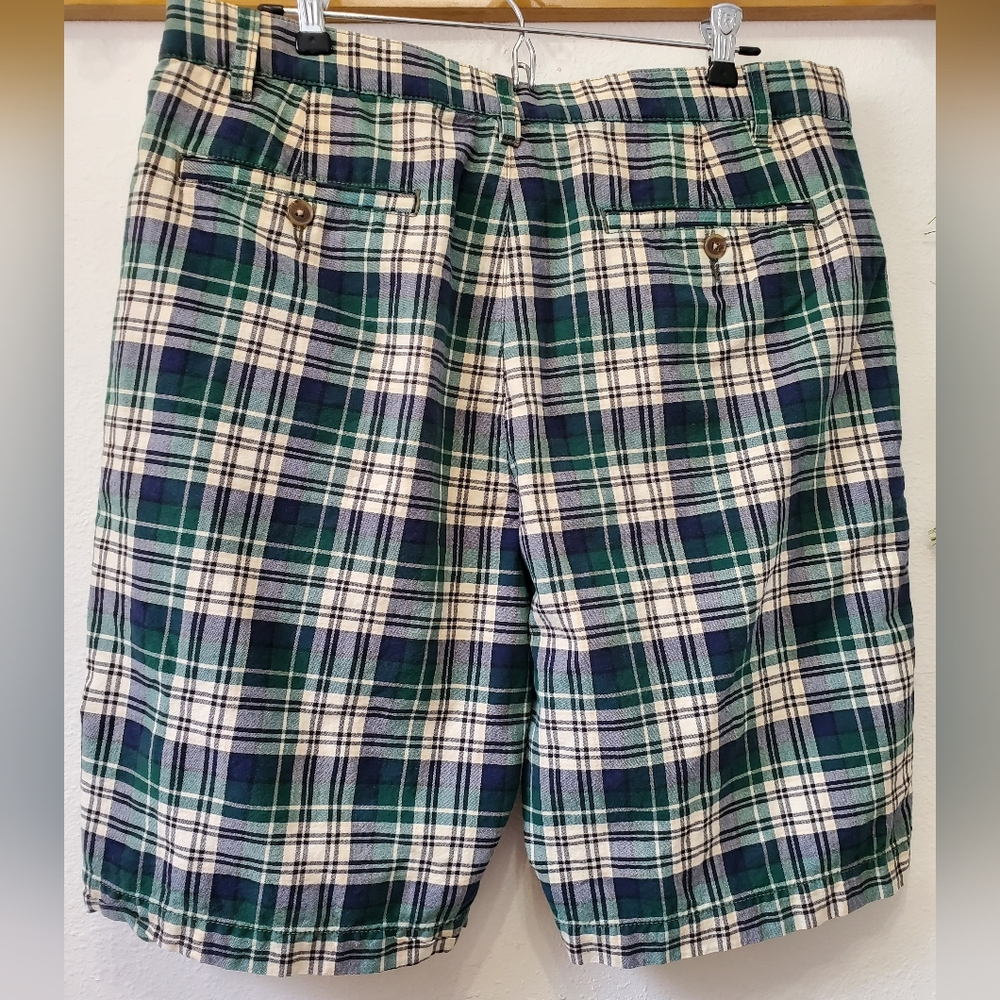 Lands' End Shorts Canvas Plaid Chino Multicolor Preppy Cotton Vacation Ready - Picture 2 of 14